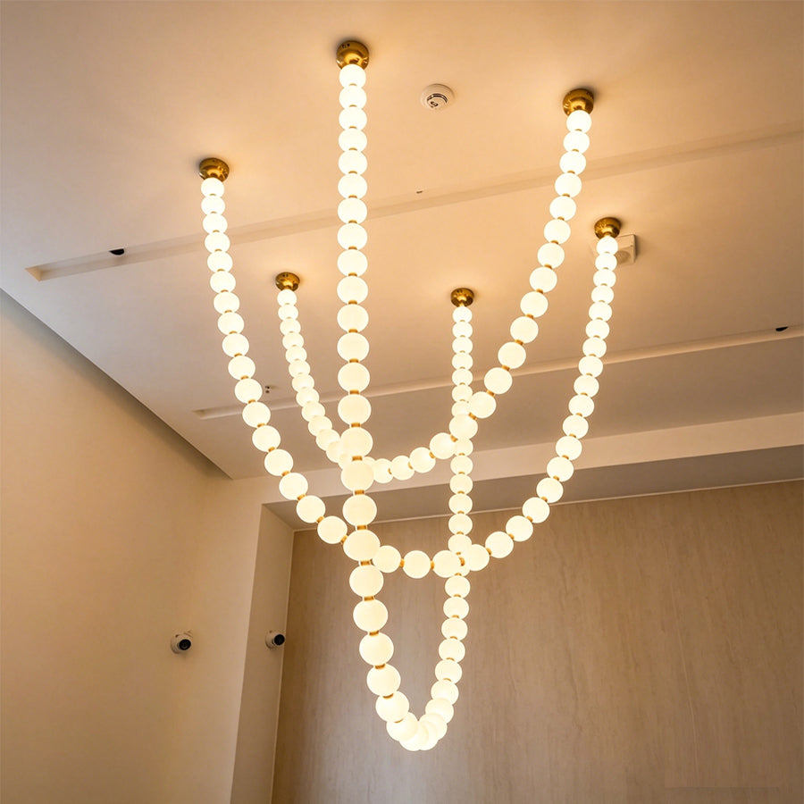Load video: White pearl necklace pendant light