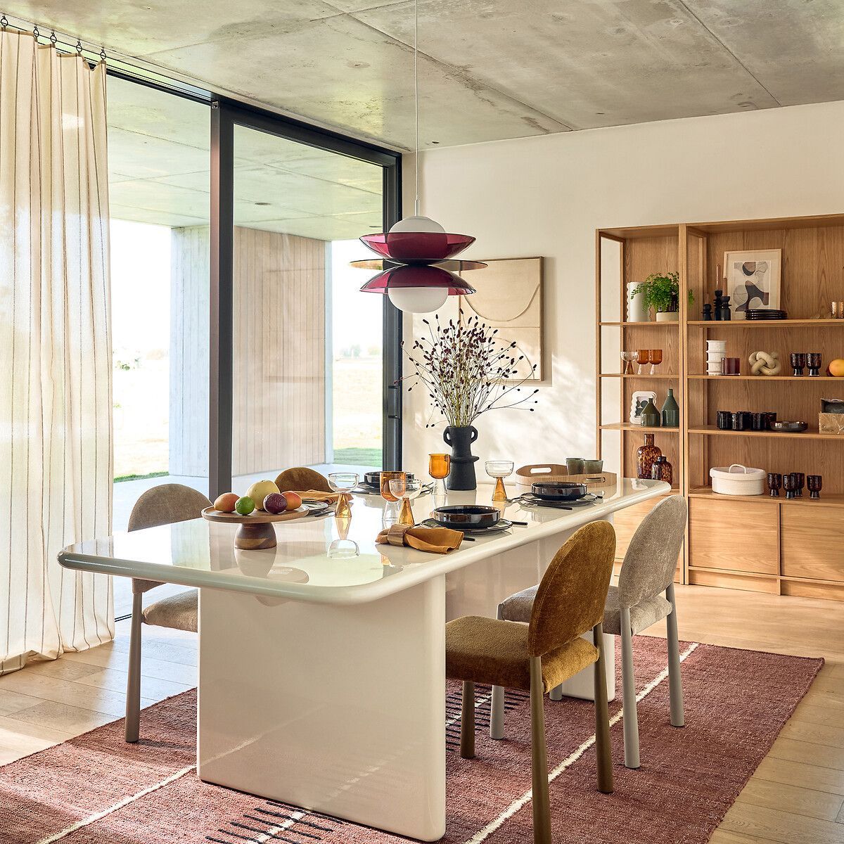 Organic glass and opal glass pendant lights, purple