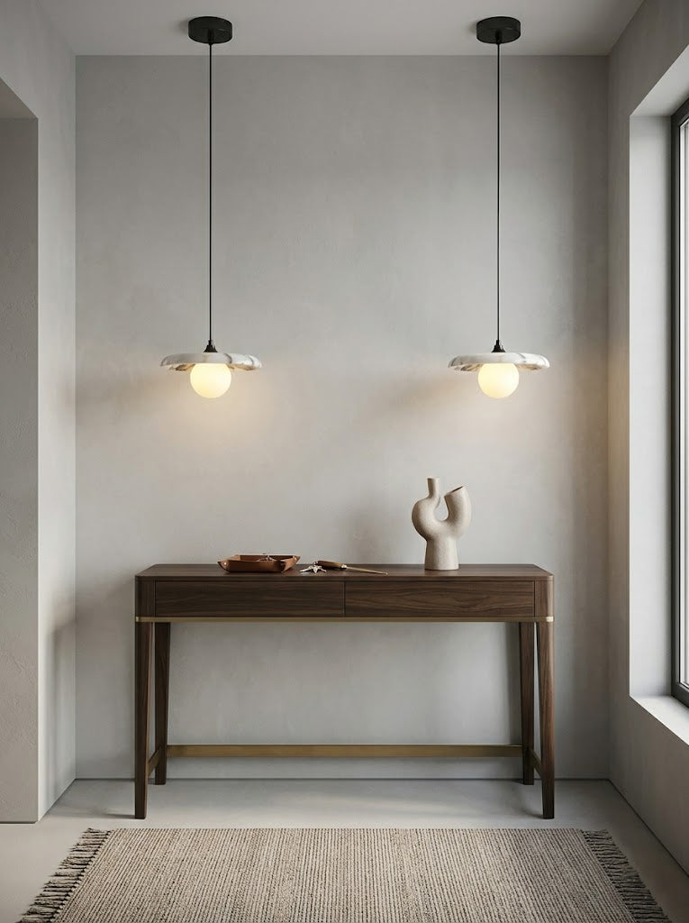 Natural Marble & Glass Pendant Light
