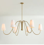 French retro brass curved arm fabric pendant light