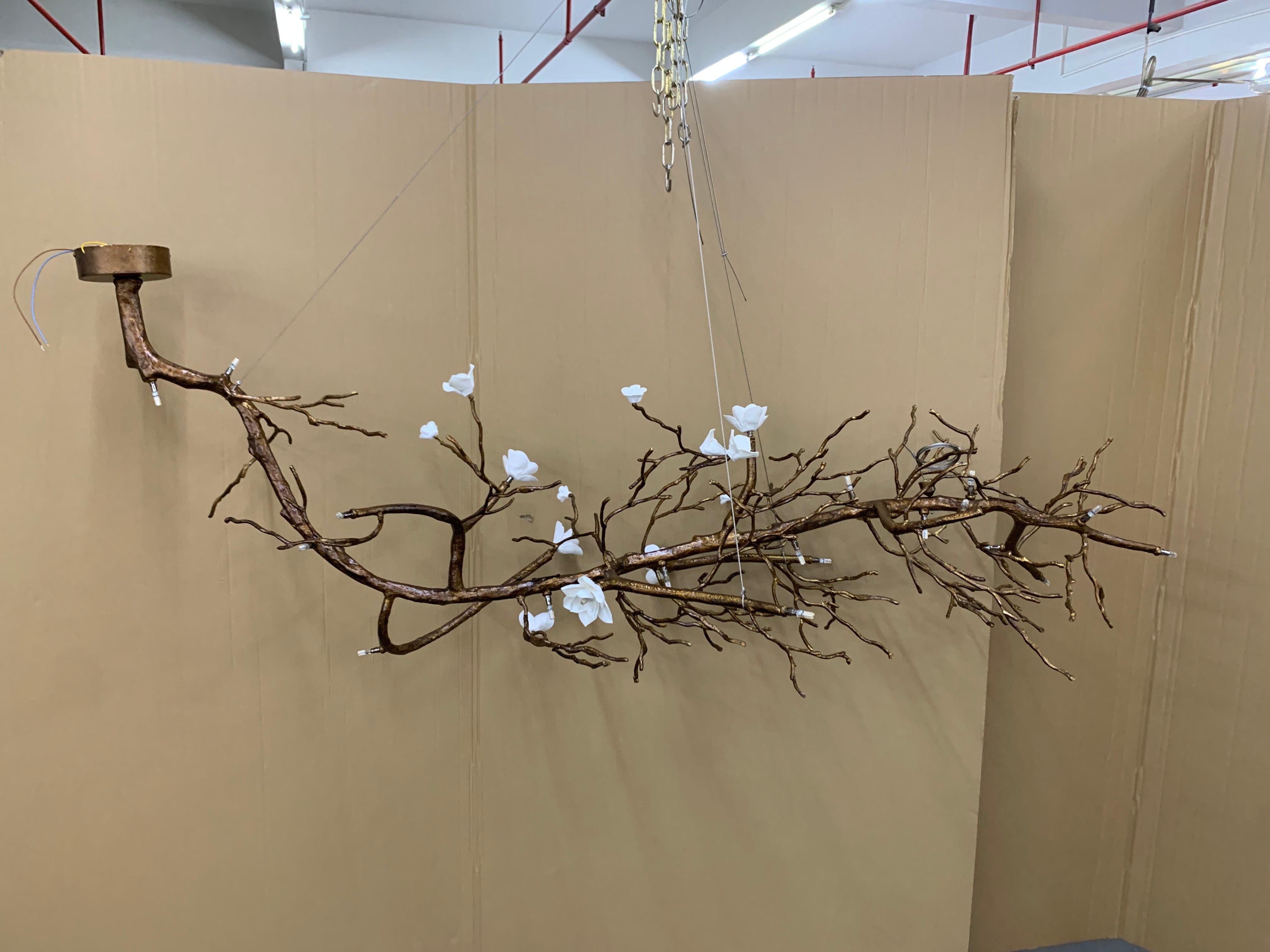 New Italian Light Luxury Copper Ceramic Living Room Ceiling Light