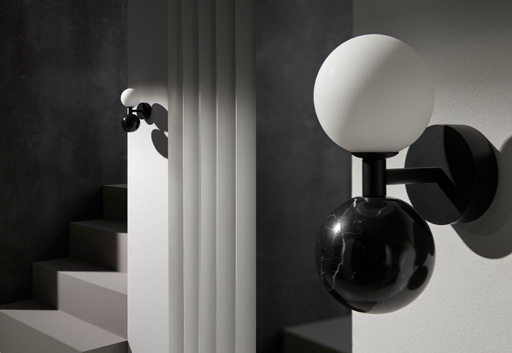 Dalt black and white marble wall lamp