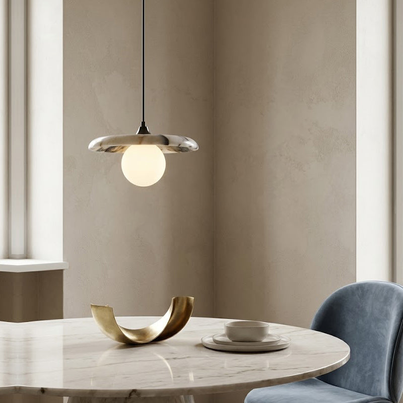 Natural Marble & Glass Pendant Light