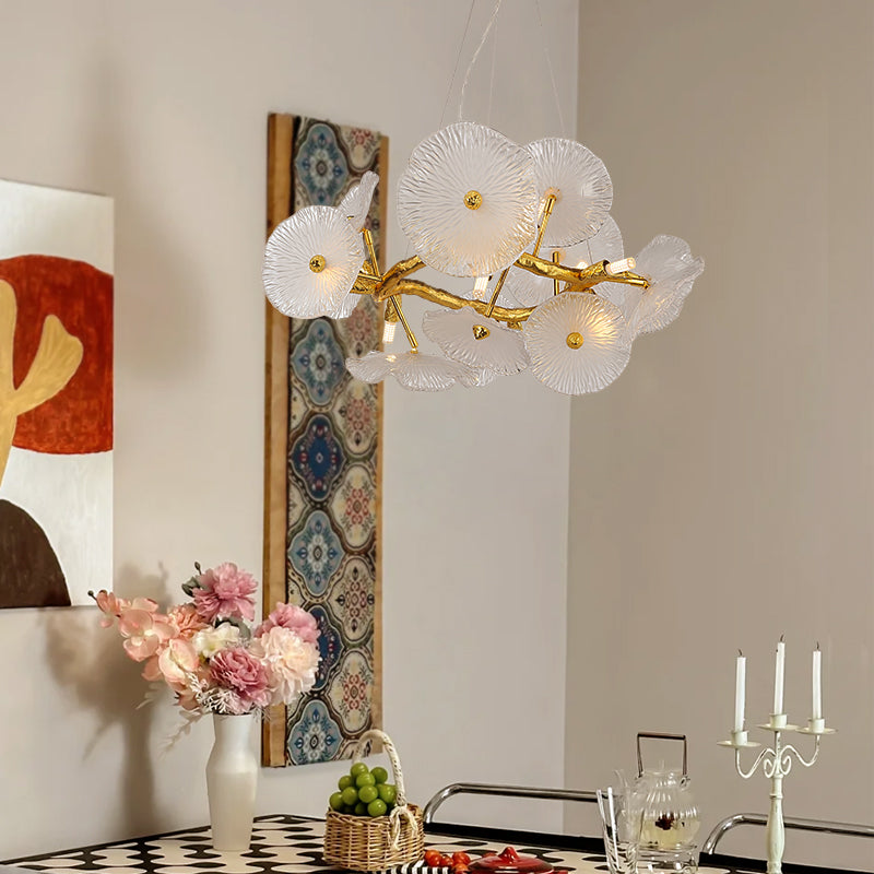 Light luxury Chinese style lotus leaf restaurant lamp