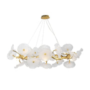 Light luxury Chinese style lotus leaf restaurant lamp