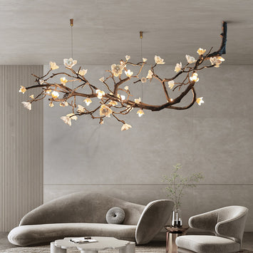 Ceramic flower vintage rural tree branch chandelier
