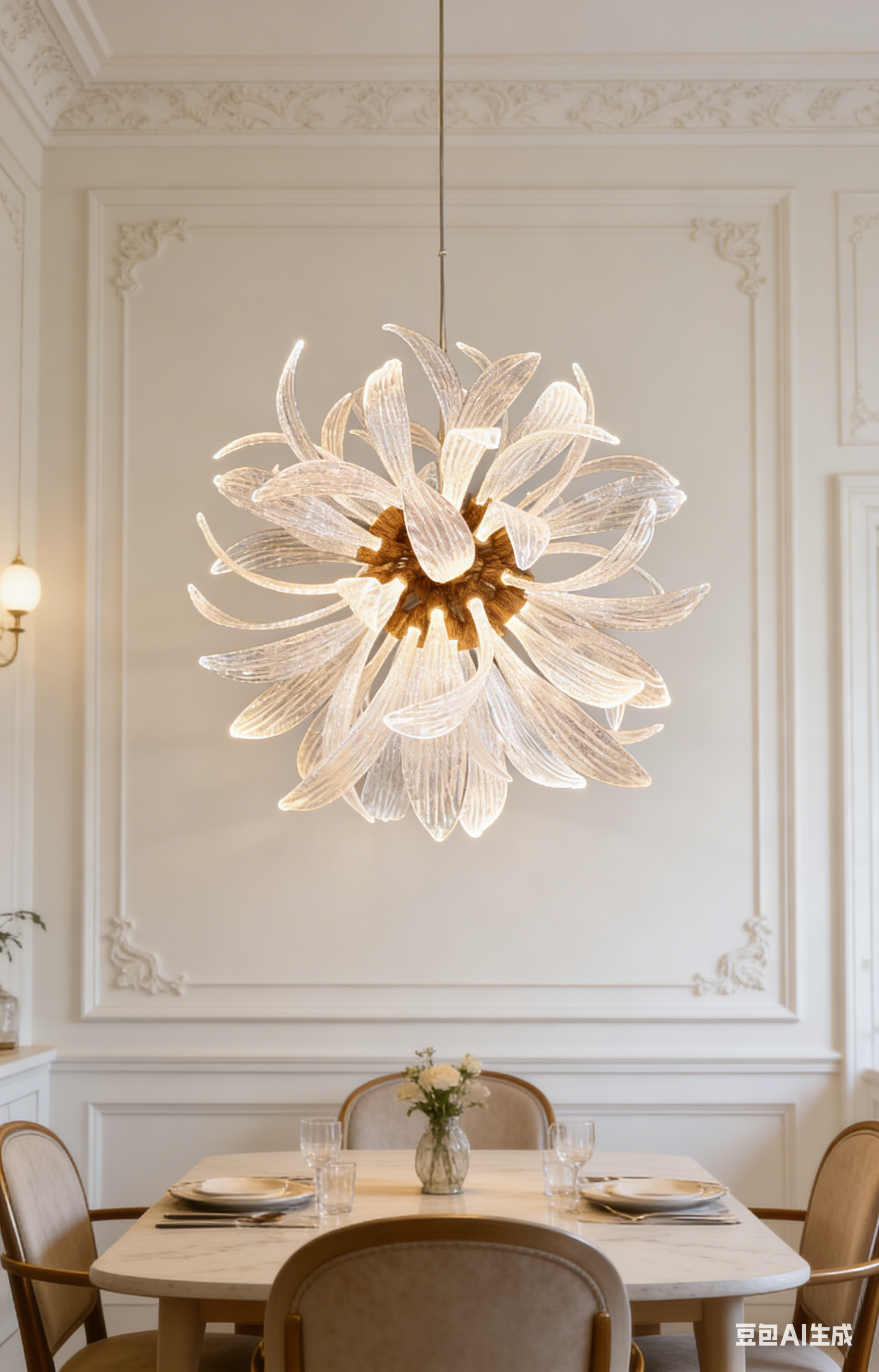 French dandelion glass chandelier