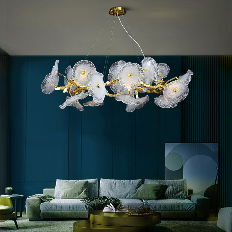 Light luxury Chinese style lotus leaf restaurant lamp