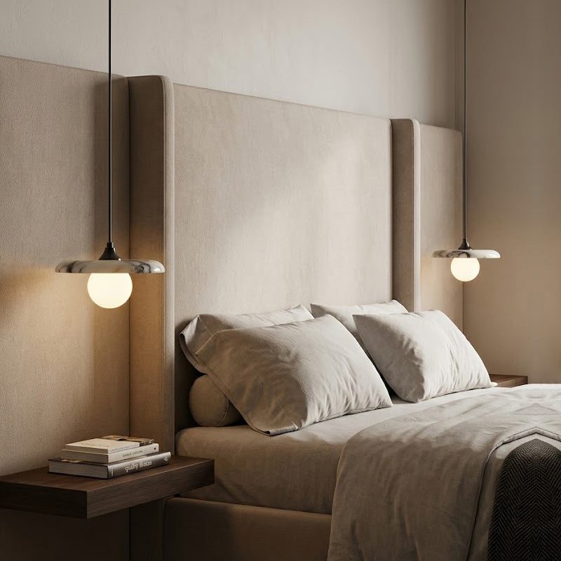 Natural Marble & Glass Pendant Light