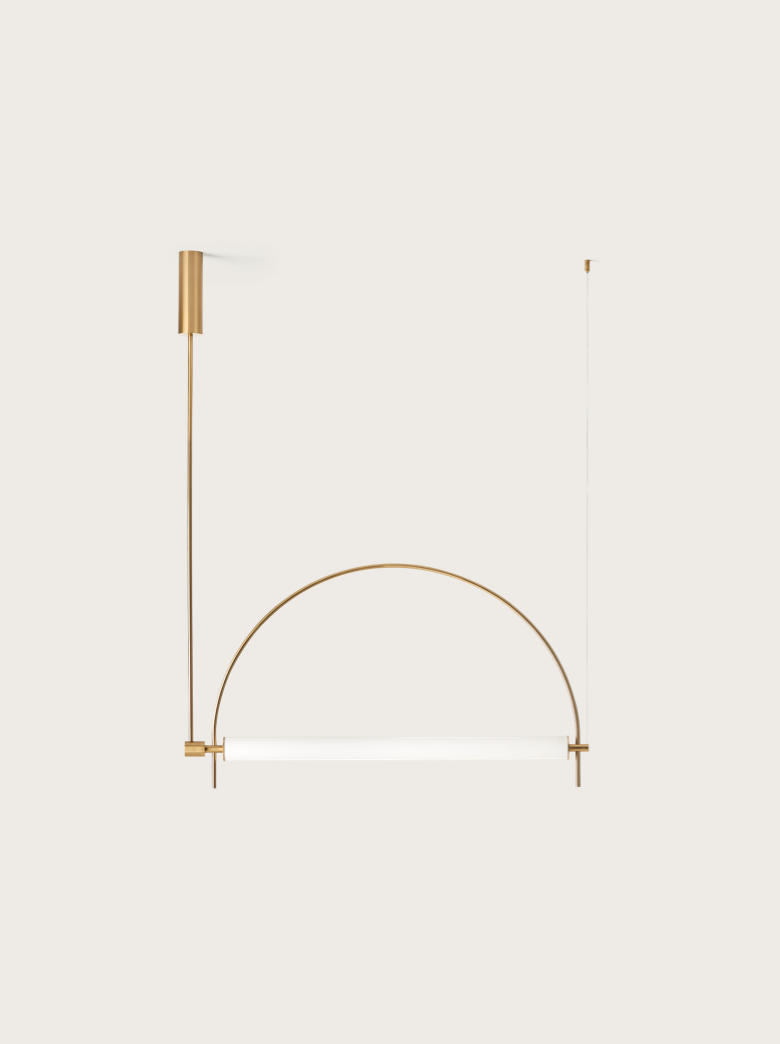 Curved long strip chandelier