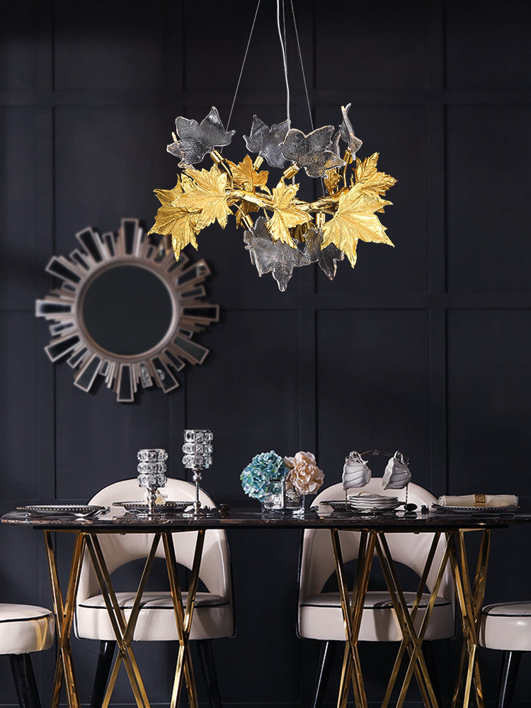Light luxury restaurant creative maple leaf chandelier