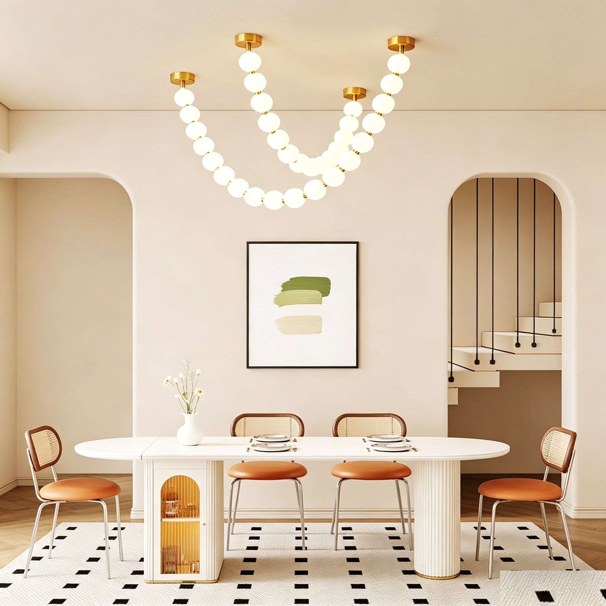 White pearl necklace pendant light