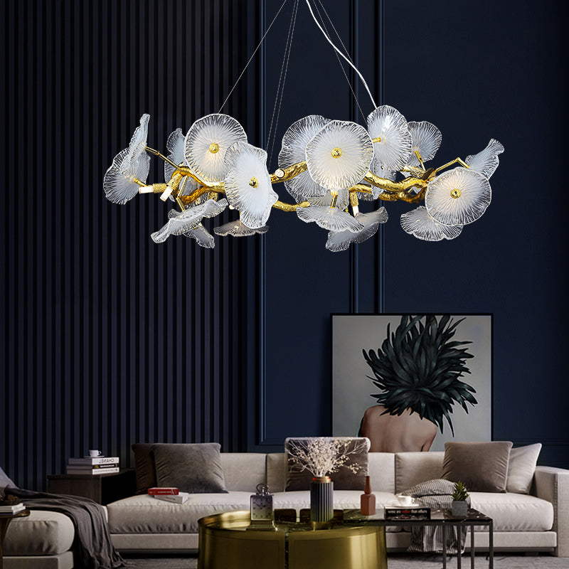 Light luxury Chinese style lotus leaf restaurant lamp
