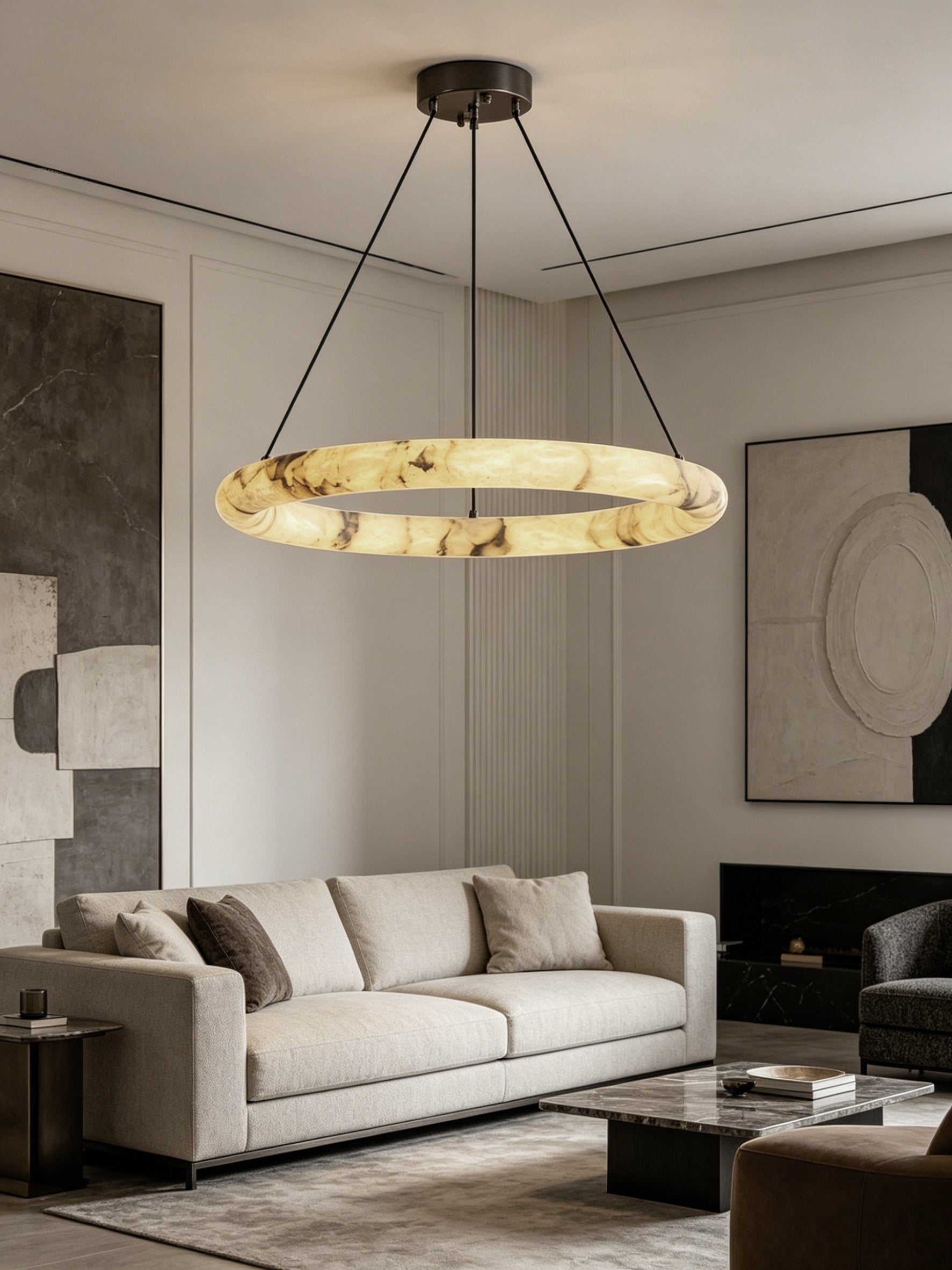 Italian-style light luxury marble hall main light