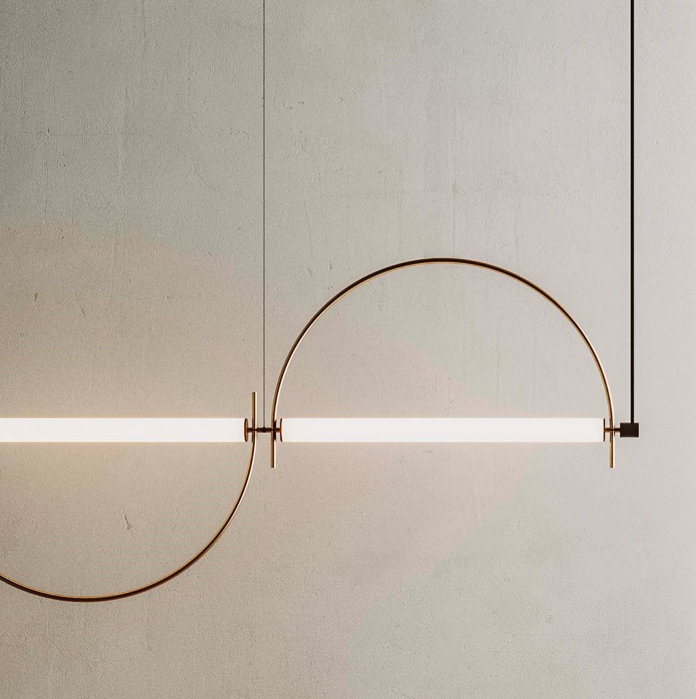 Curved long strip chandelier