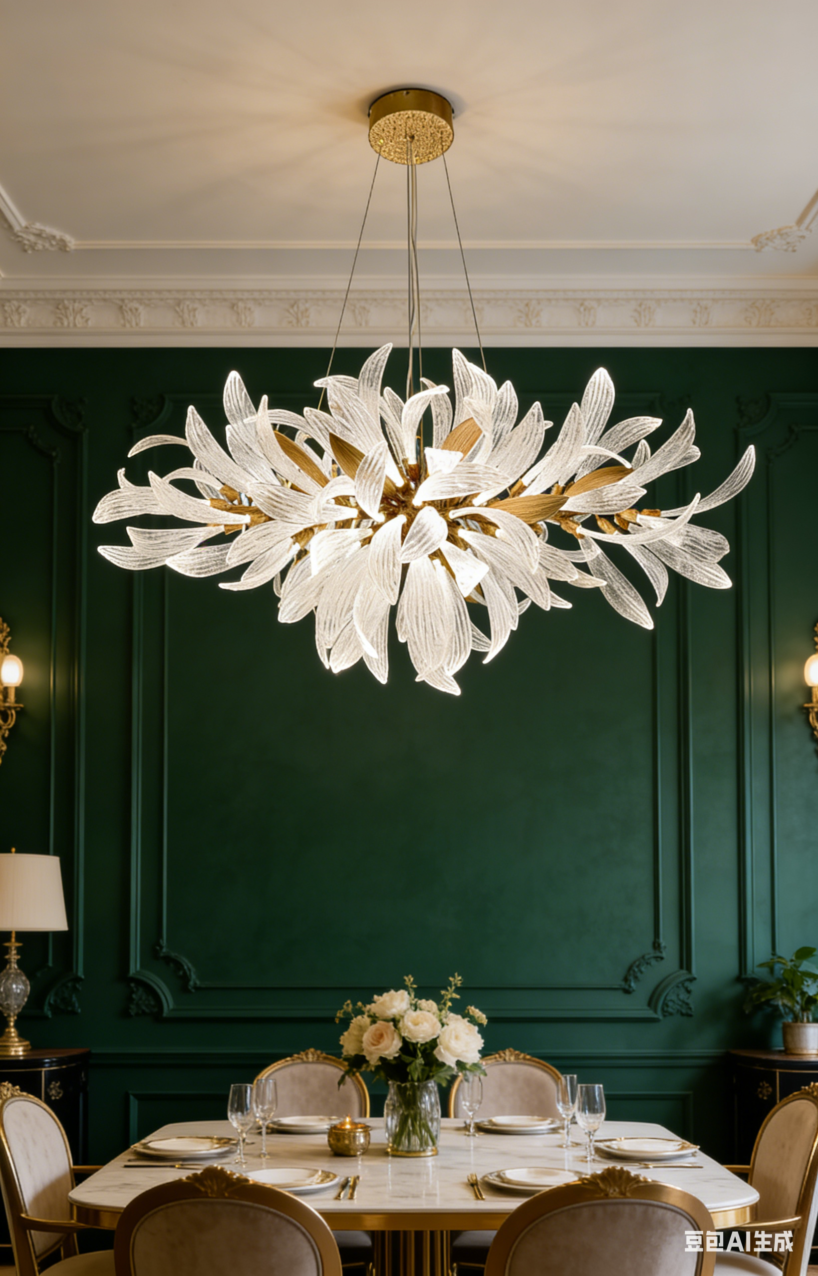French dandelion glass chandelier