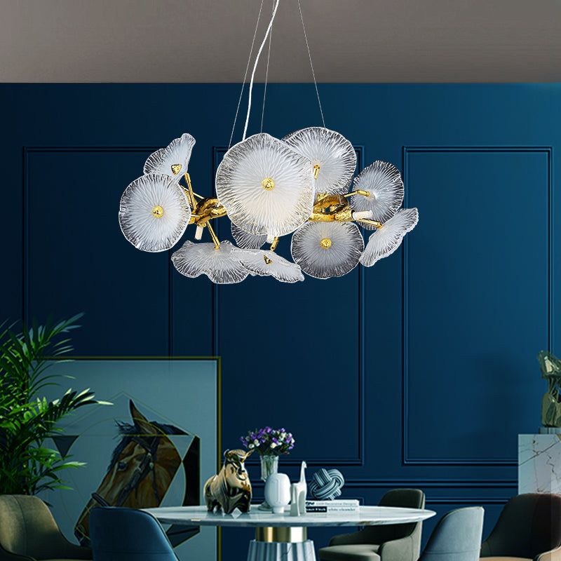 Light luxury Chinese style lotus leaf restaurant lamp