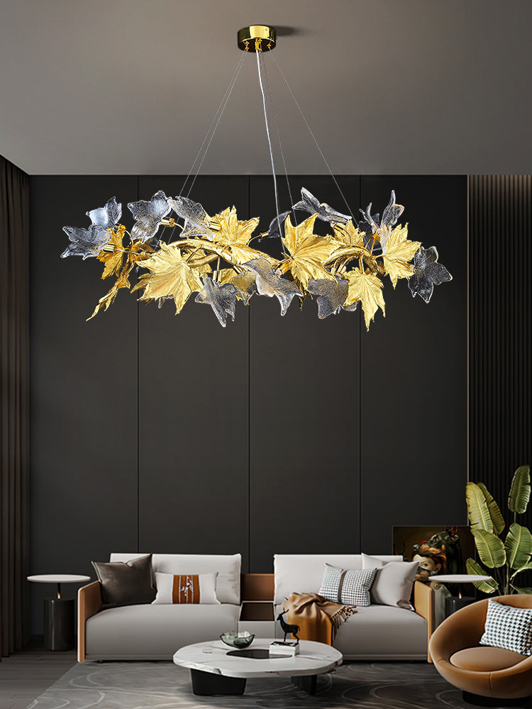 Light luxury restaurant creative maple leaf chandelier