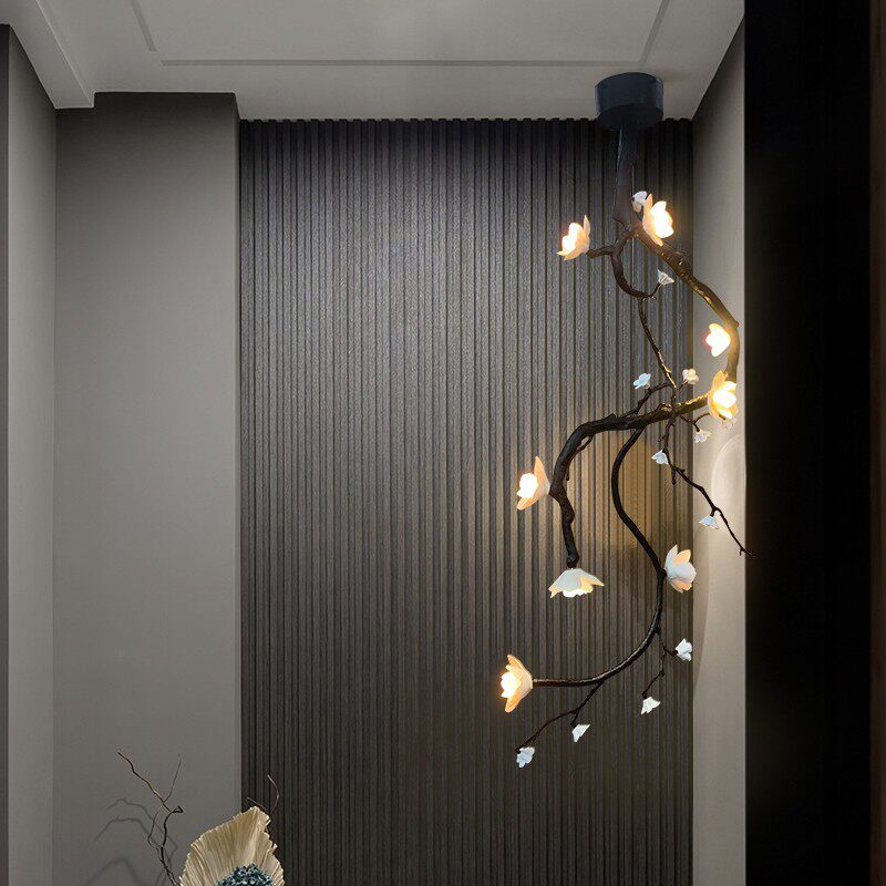 New Italian Light Luxury Copper Ceramic Living Room Ceiling Light