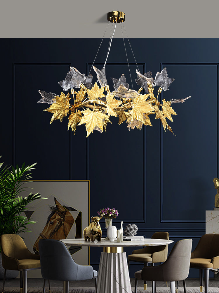 Light luxury restaurant creative maple leaf chandelier