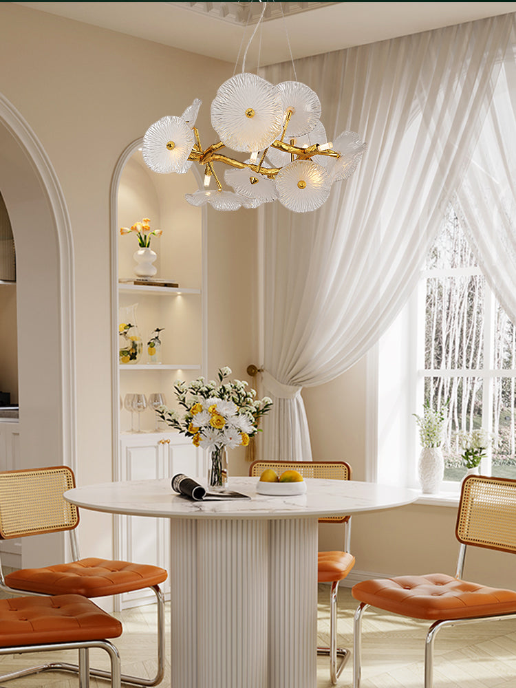 Light luxury Chinese style lotus leaf restaurant lamp