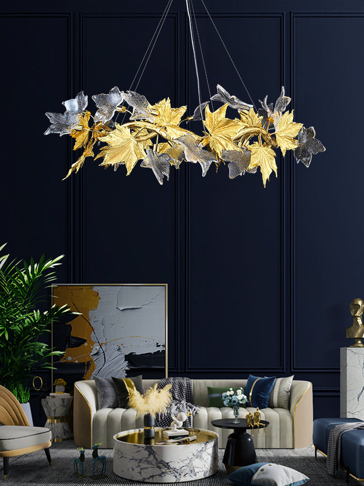 Light luxury restaurant creative maple leaf chandelier