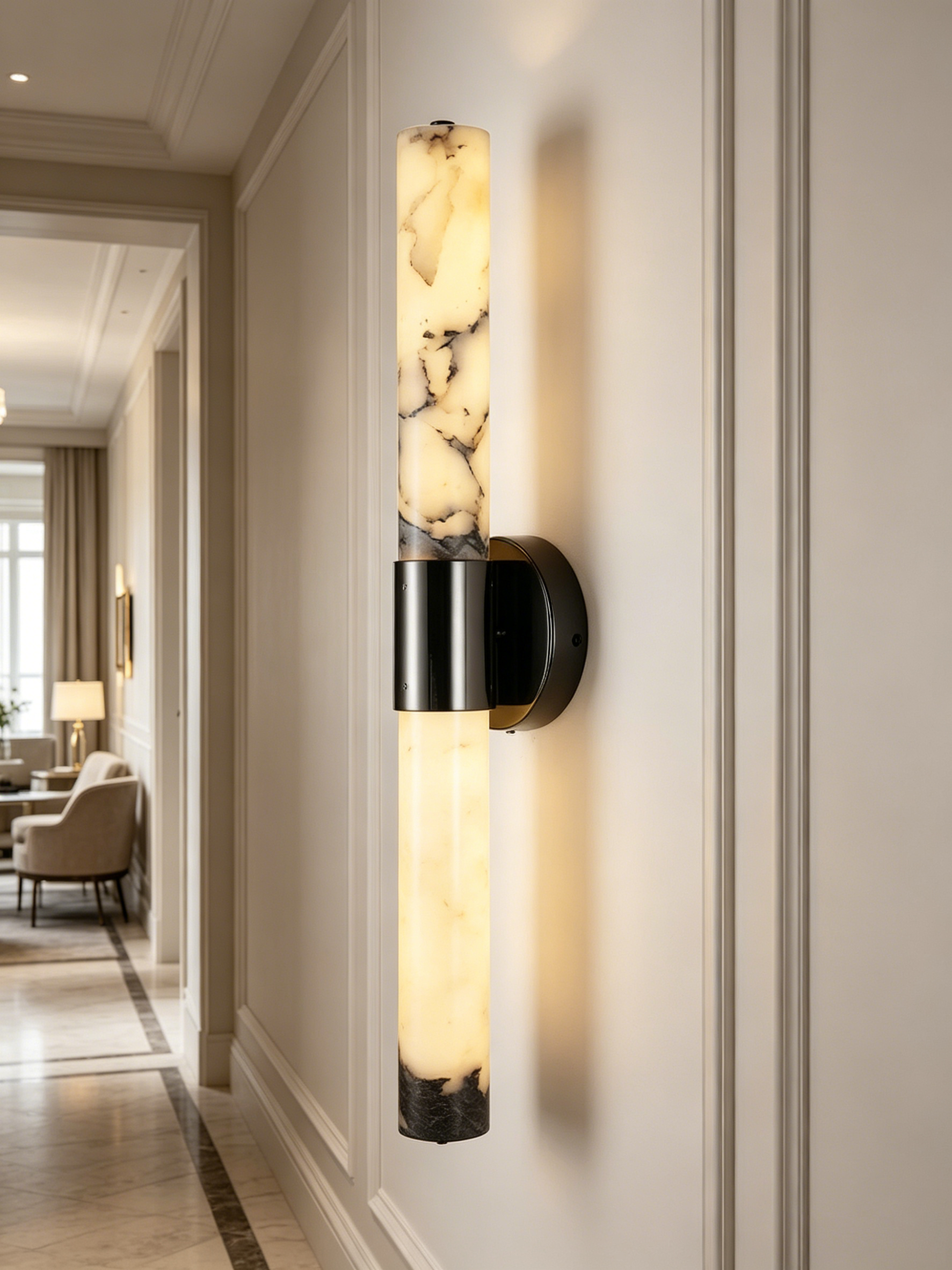 Long Tube Onyx Ambient Wall Light