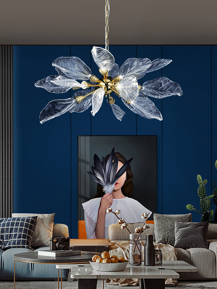 Handmade leaf texture Perlite resin living room chandelier