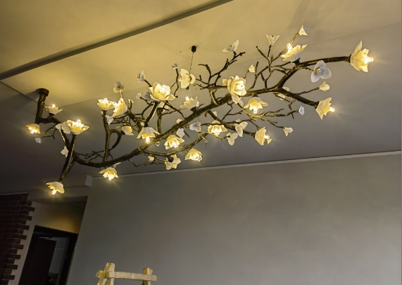 Ceramic flower vintage rural tree branch chandelier