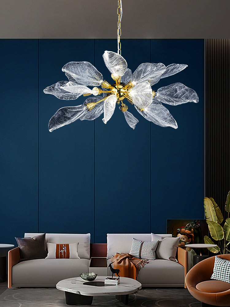 Handmade leaf texture Perlite resin living room chandelier