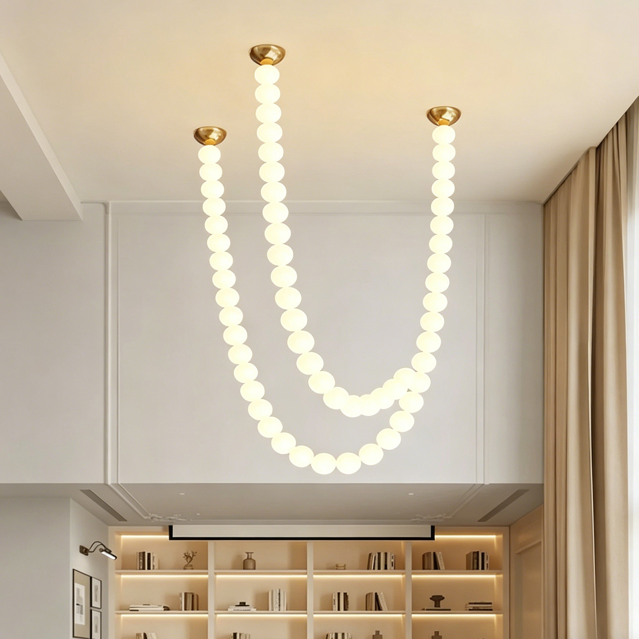 White pearl necklace pendant light