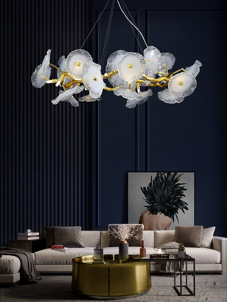 Light luxury Chinese style lotus leaf restaurant lamp