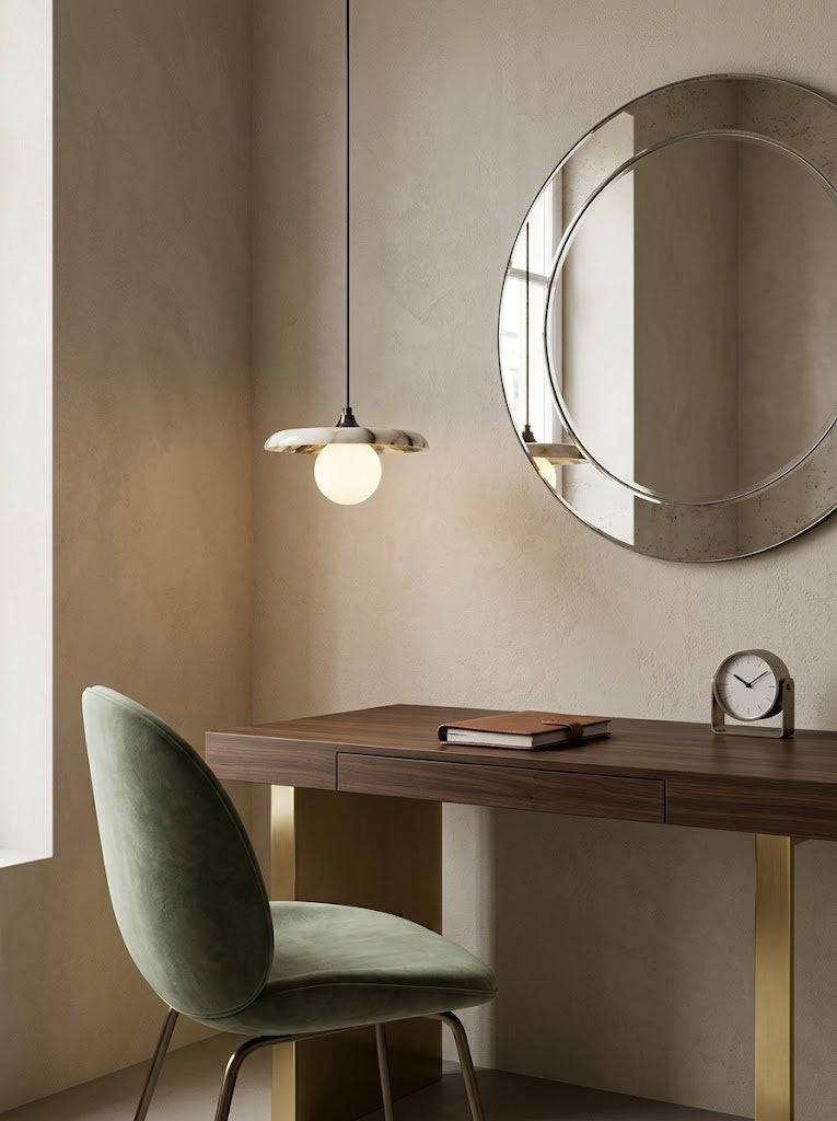 Natural Marble & Glass Pendant Light