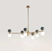 Dalt 6L Golden and green marble pendant lights