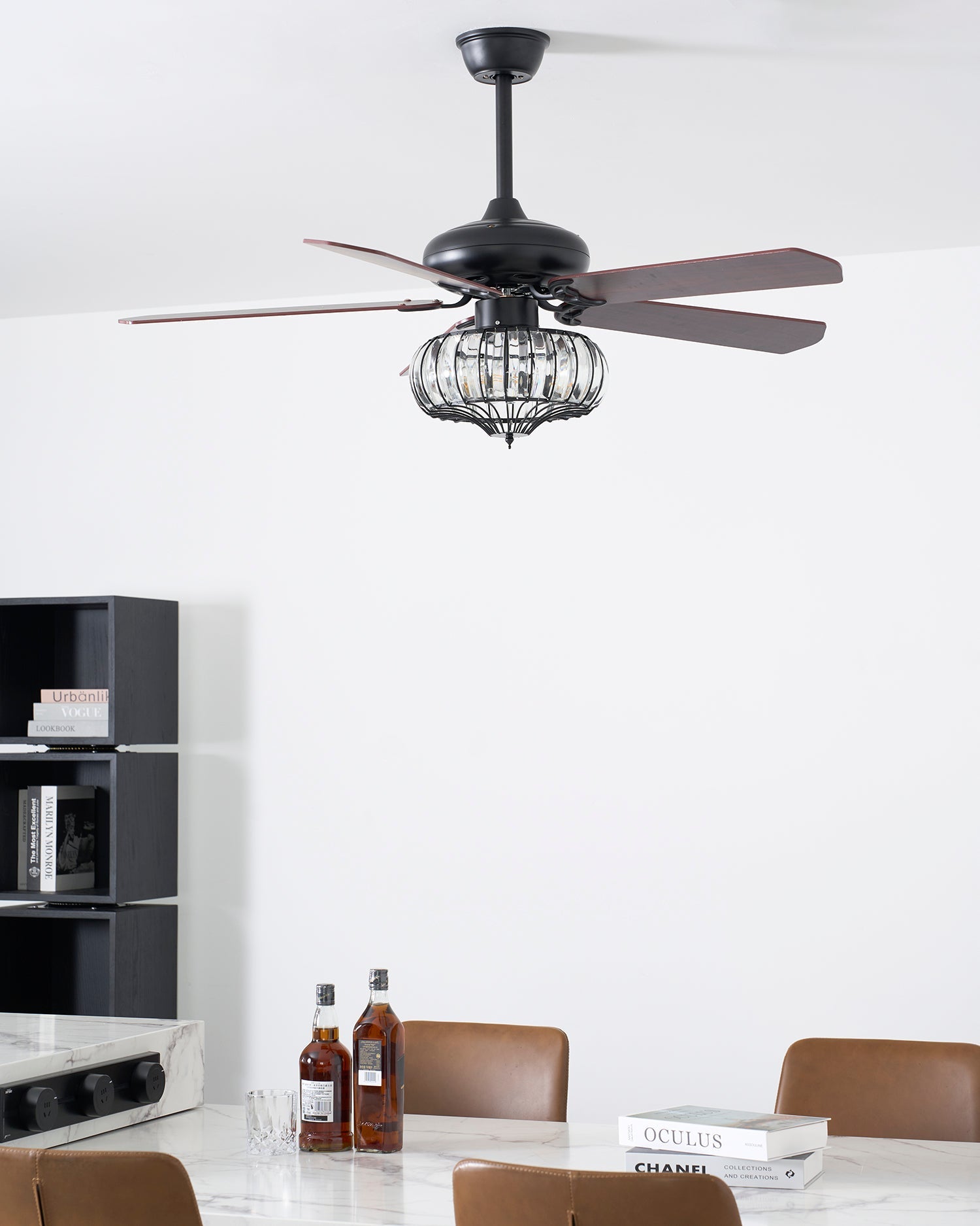 Vintage Luxury Crystal Ceiling Fan Light