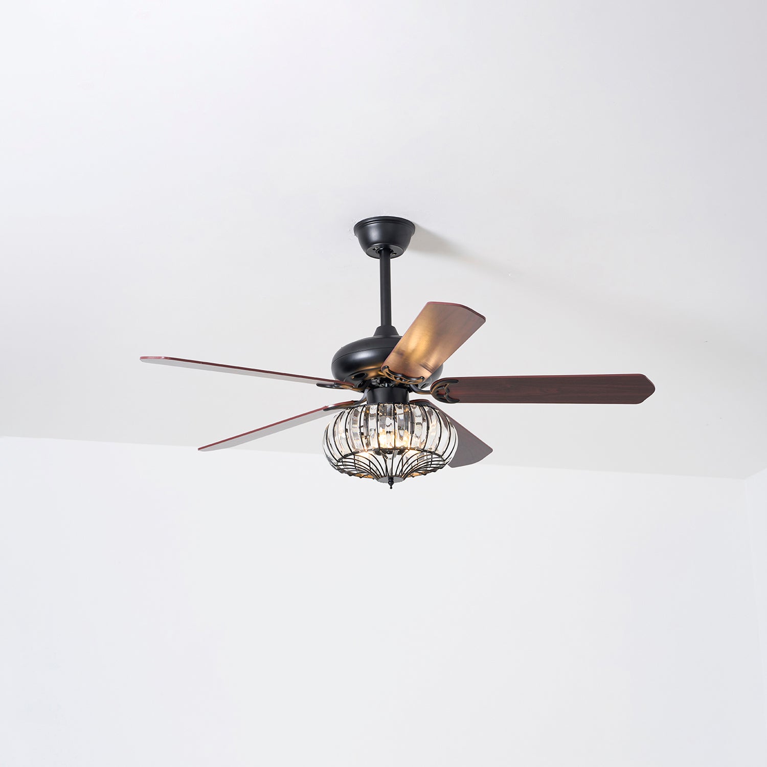 Vintage Luxury Crystal Ceiling Fan Light