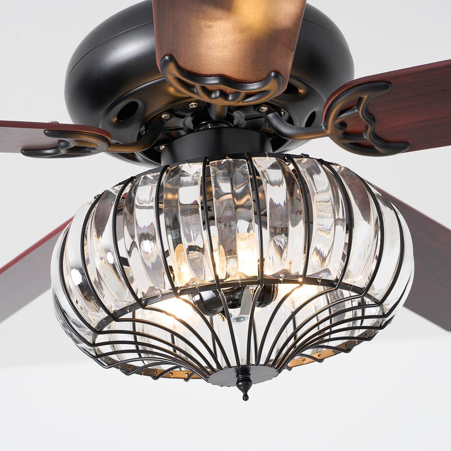 Vintage Luxury Crystal Ceiling Fan Light