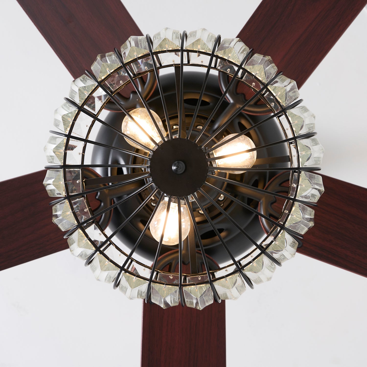 Vintage Luxury Crystal Ceiling Fan Light
