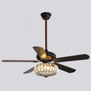 Vintage Luxury Crystal Ceiling Fan Light