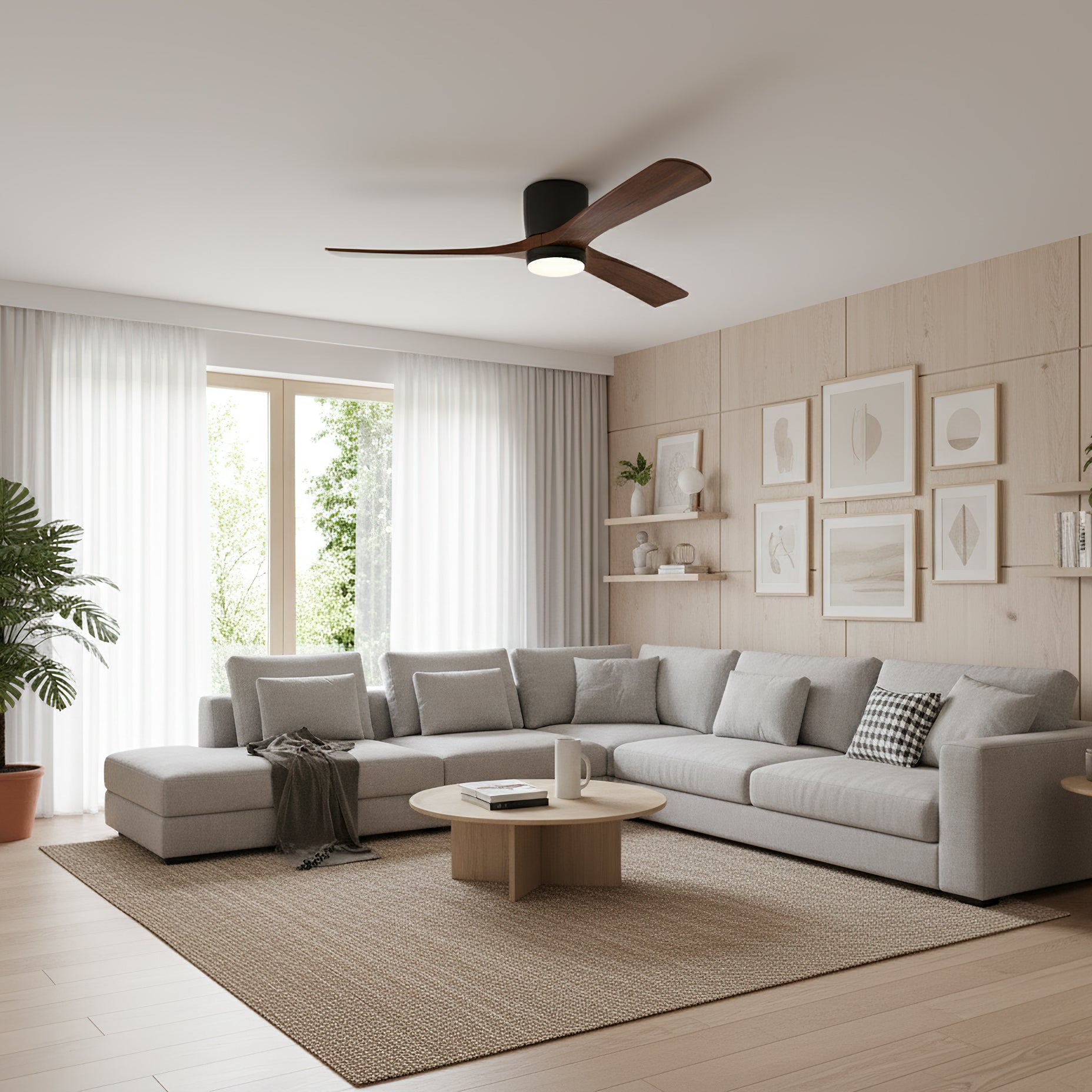 Modern Wood Ceiling Fan with LED Light