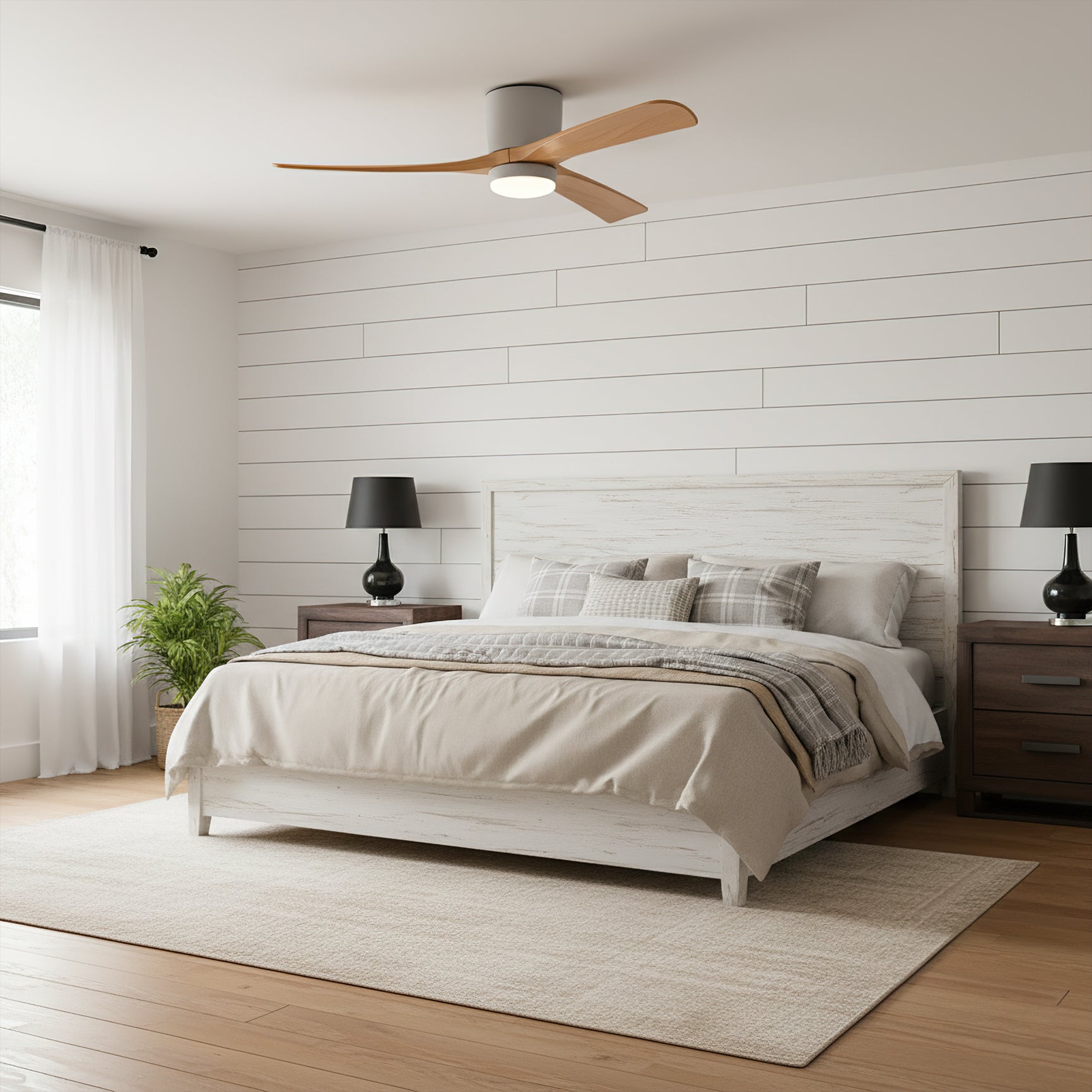 Modern Wood Ceiling Fan with LED Light