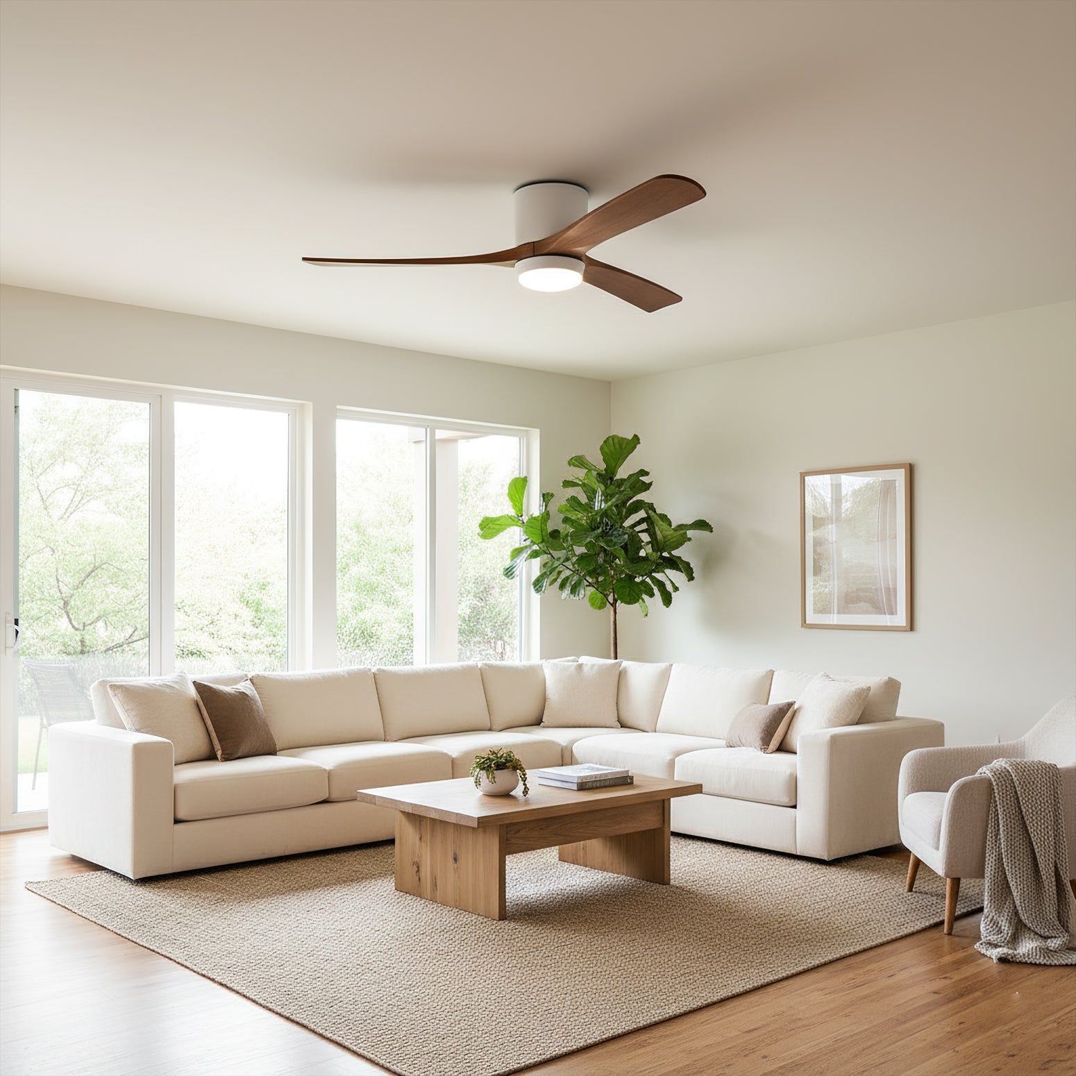 Modern Wood Ceiling Fan with LED Light