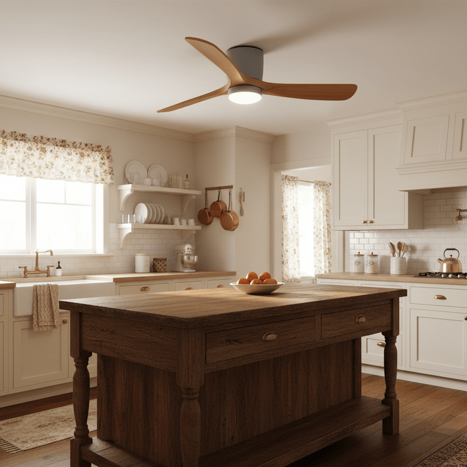 Modern Wood Ceiling Fan with LED Light