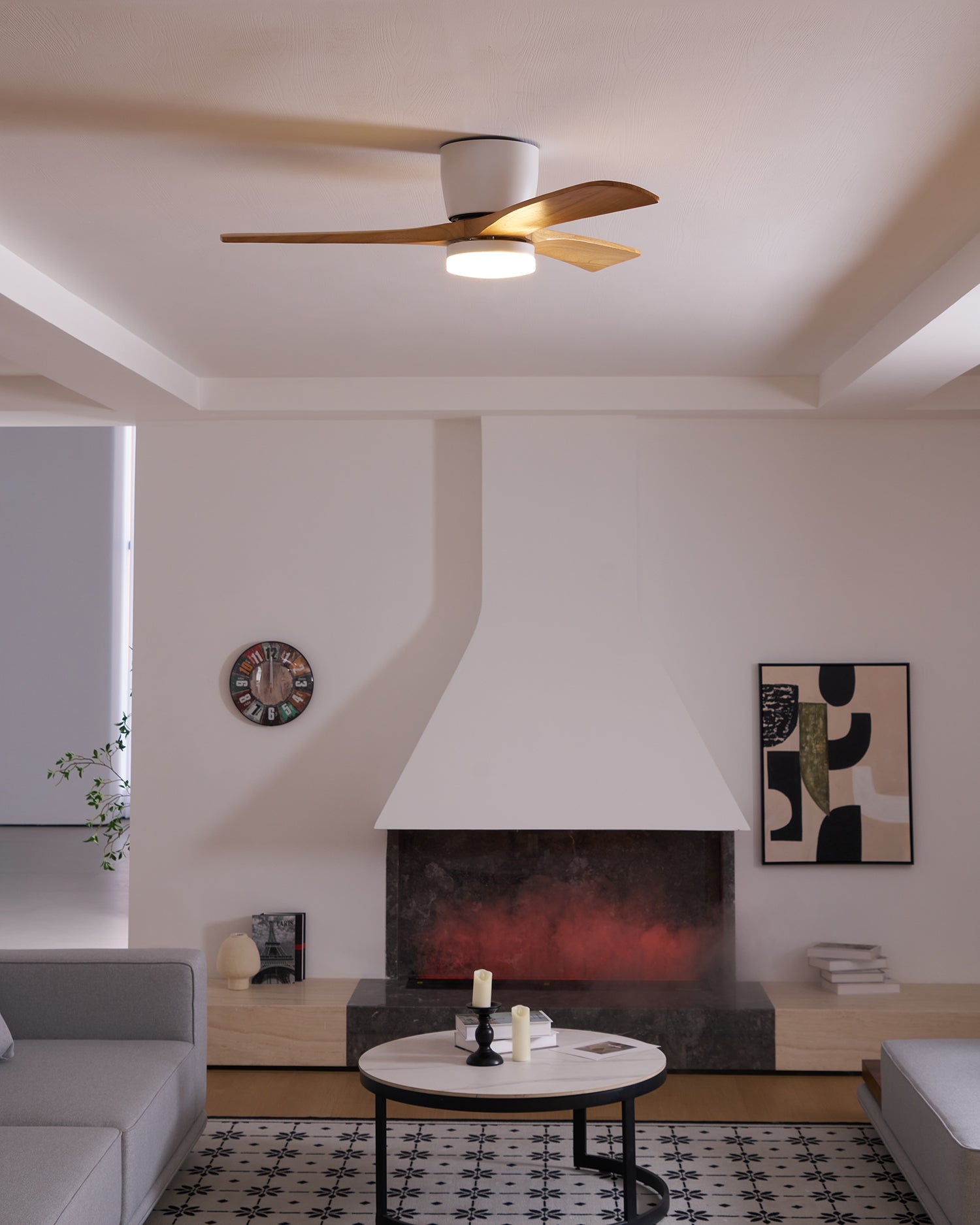 Modern Wood Ceiling Fan with LED Light