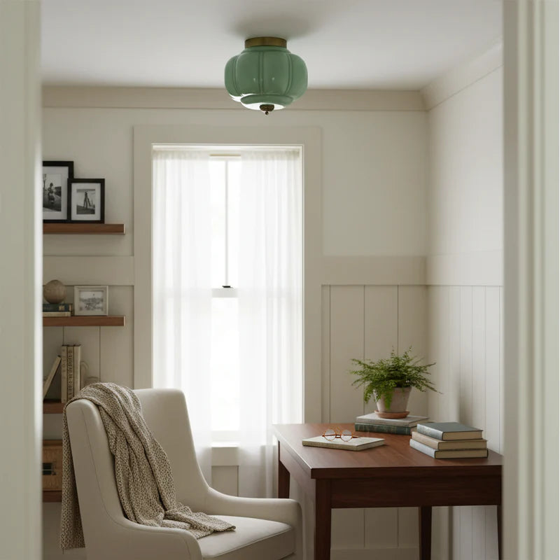 Eloise Retro Curved Glass Ceiling Light