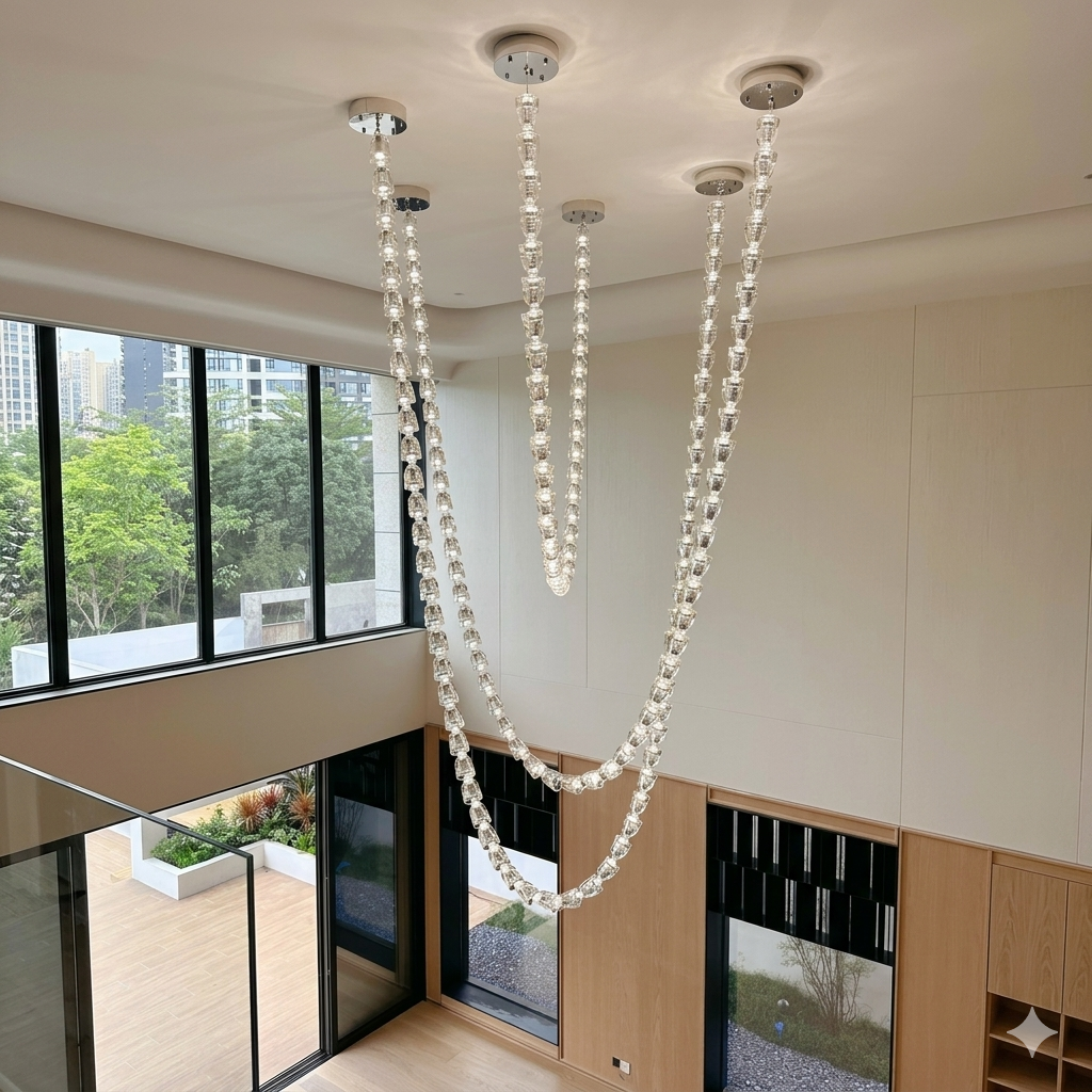 Crystal necklace pendant light