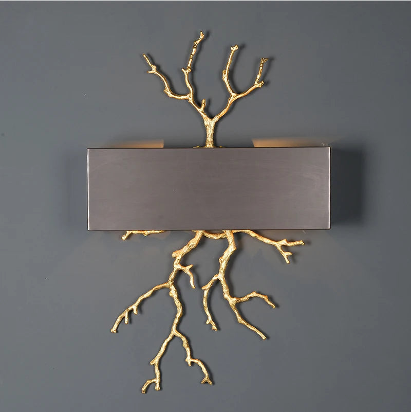 Modern Wall Lamp for Bedroom Bedside Brass Tree Branches Wall Sconce Home Decor Mirror TV backdrop Walkway Wall Light Fixture
