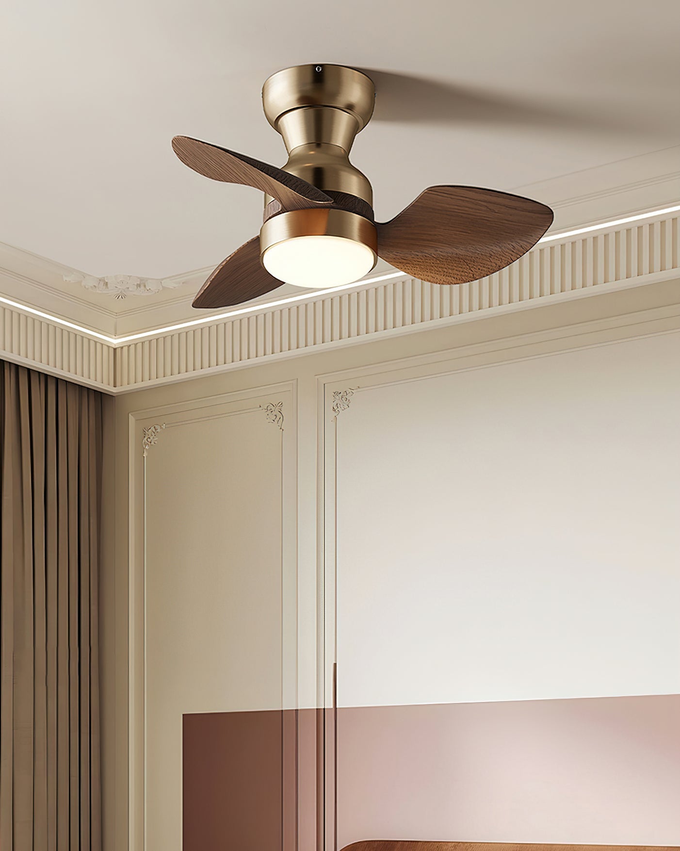 Nordic Wood Flush Mount Ceiling Fan with Light