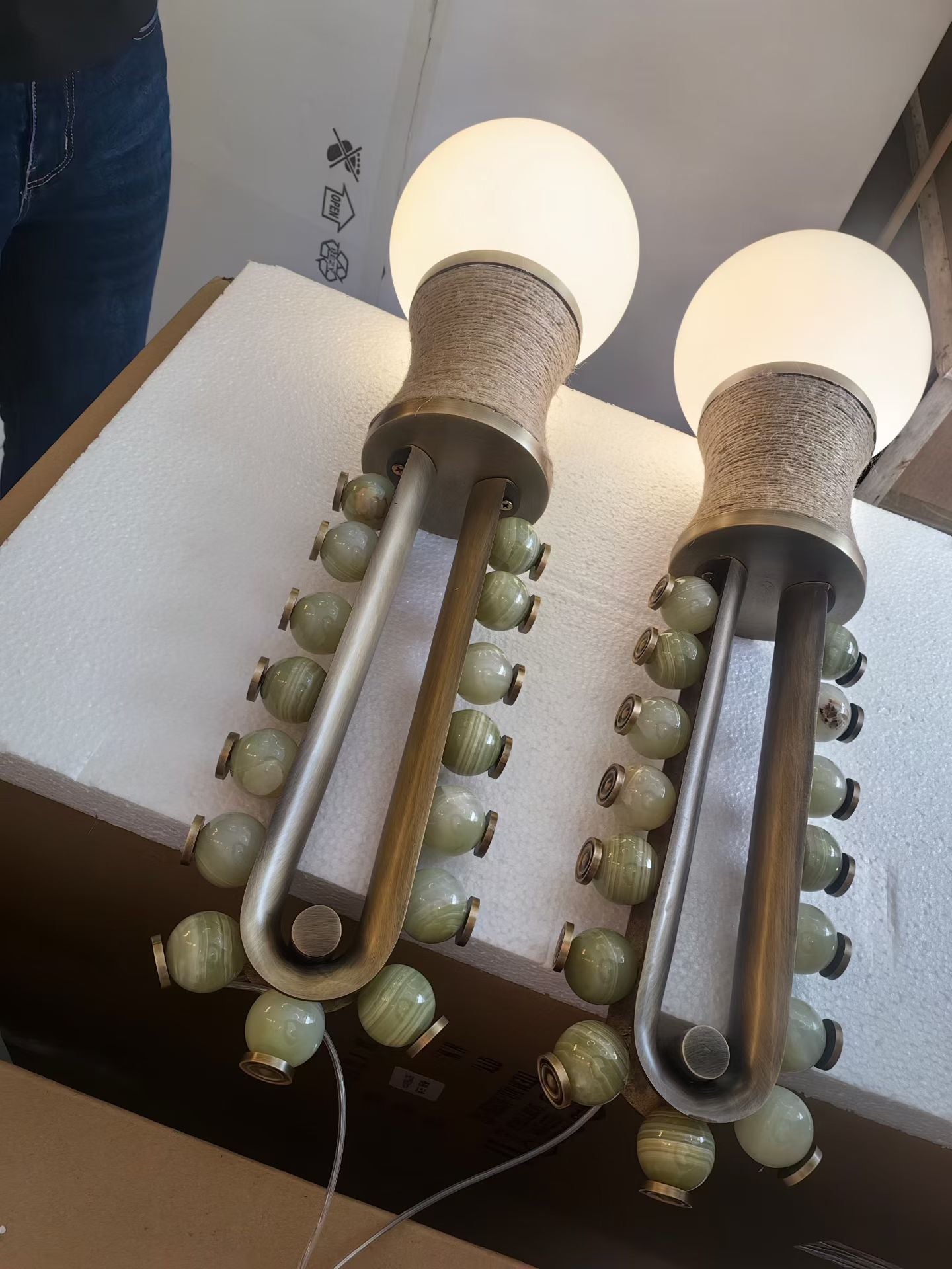 Bohemian stone bead wall sconce