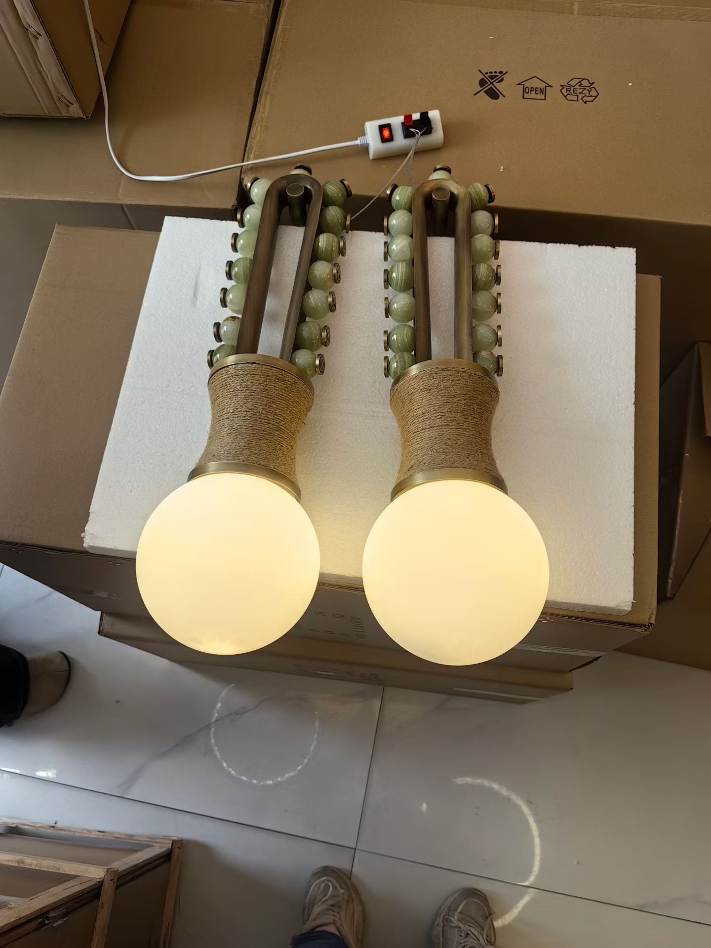 Bohemian stone bead wall sconce